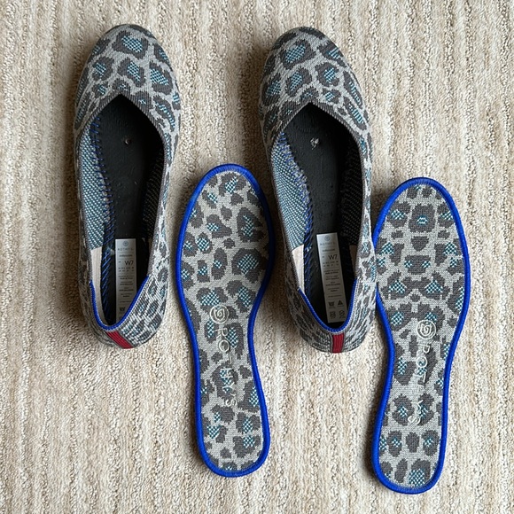 EUC Rothy’s Gray Spotted Leopard Cheetah Round Toe Flats Limited Edition Size 7 - Picture 12 of 16